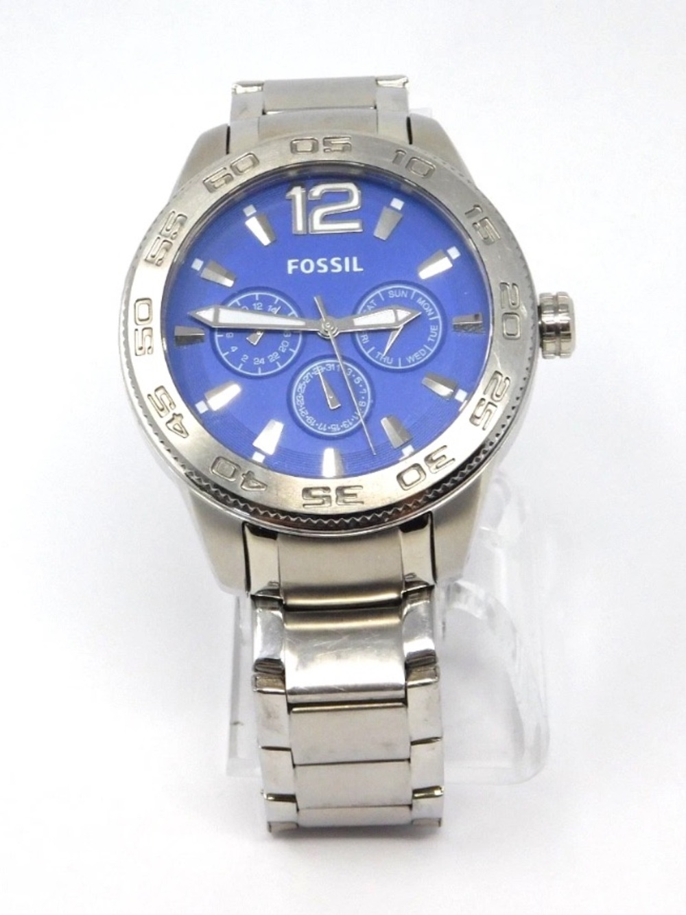 Fossil Men's Watch BQ1164 Blue Dial Stainless Steel 5 ATM Size 8" - Picture 2 of 10